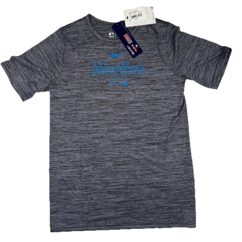 Nike Miami Marlins Boys' Dri-Fit‎ Gray T-Shirt Extra Large 18/20 NWT